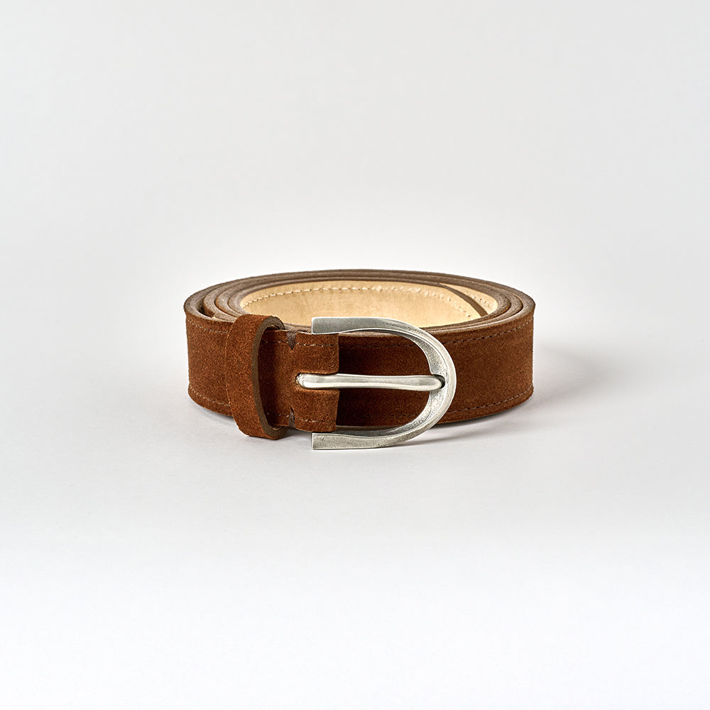 Parwich Belt - Polo Brown Suede / Pewter