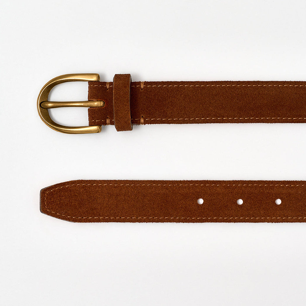 Parwich Belt - Polo Brown Suede / Brass