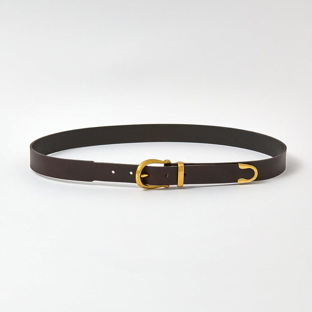 Black belt with gold buckle on a white background
