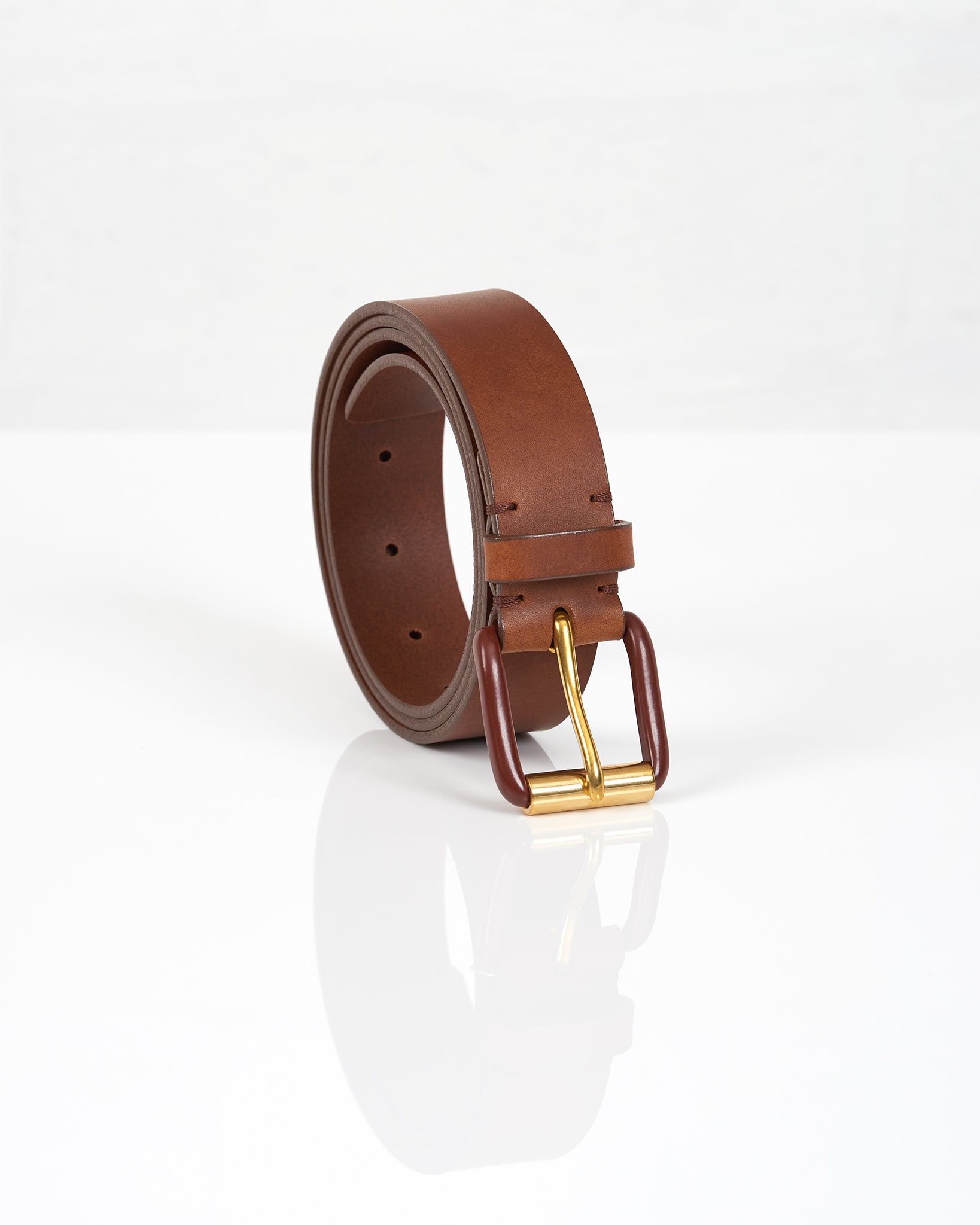Modernist Exposed Belt - Saddle Brown / Brass
