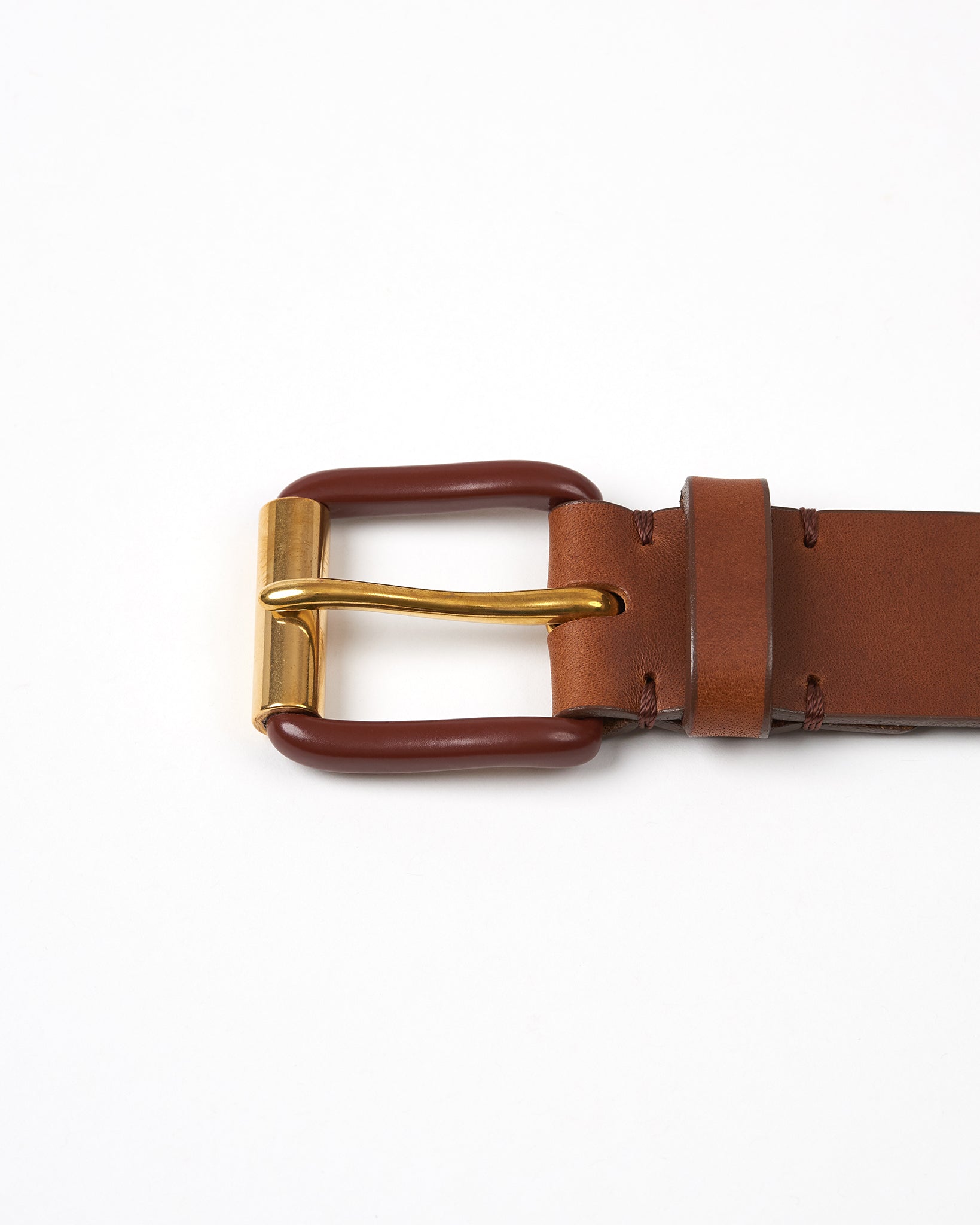 Modernist Exposed Belt - Saddle Brown / Brass