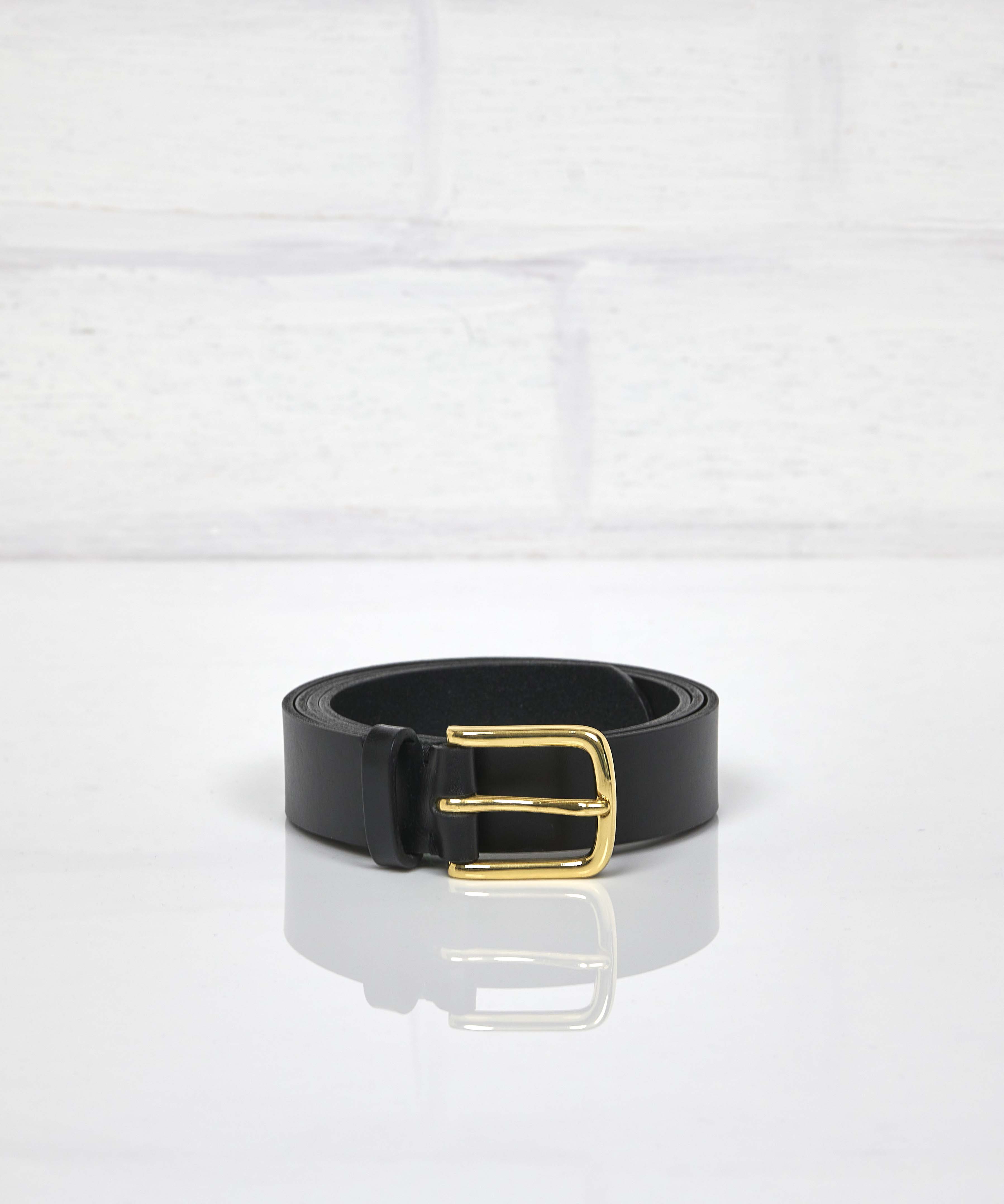 Ballidon Belt - Pitch Black / Polished Brass