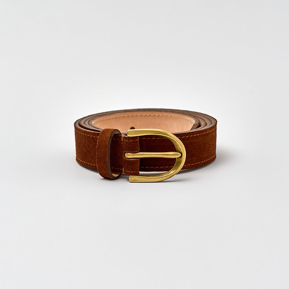 Parwich Belt - Polo Brown Suede / Brass