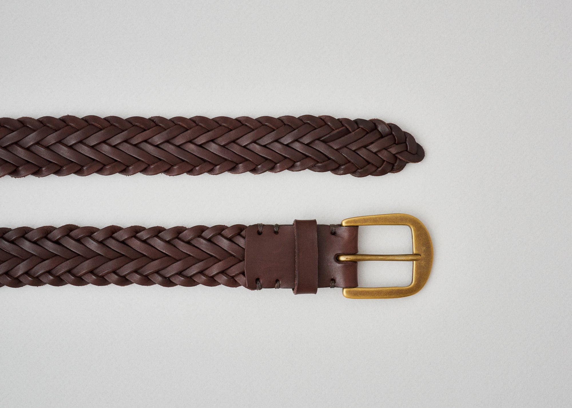 Braided Belt - Walnut Brown / Brass