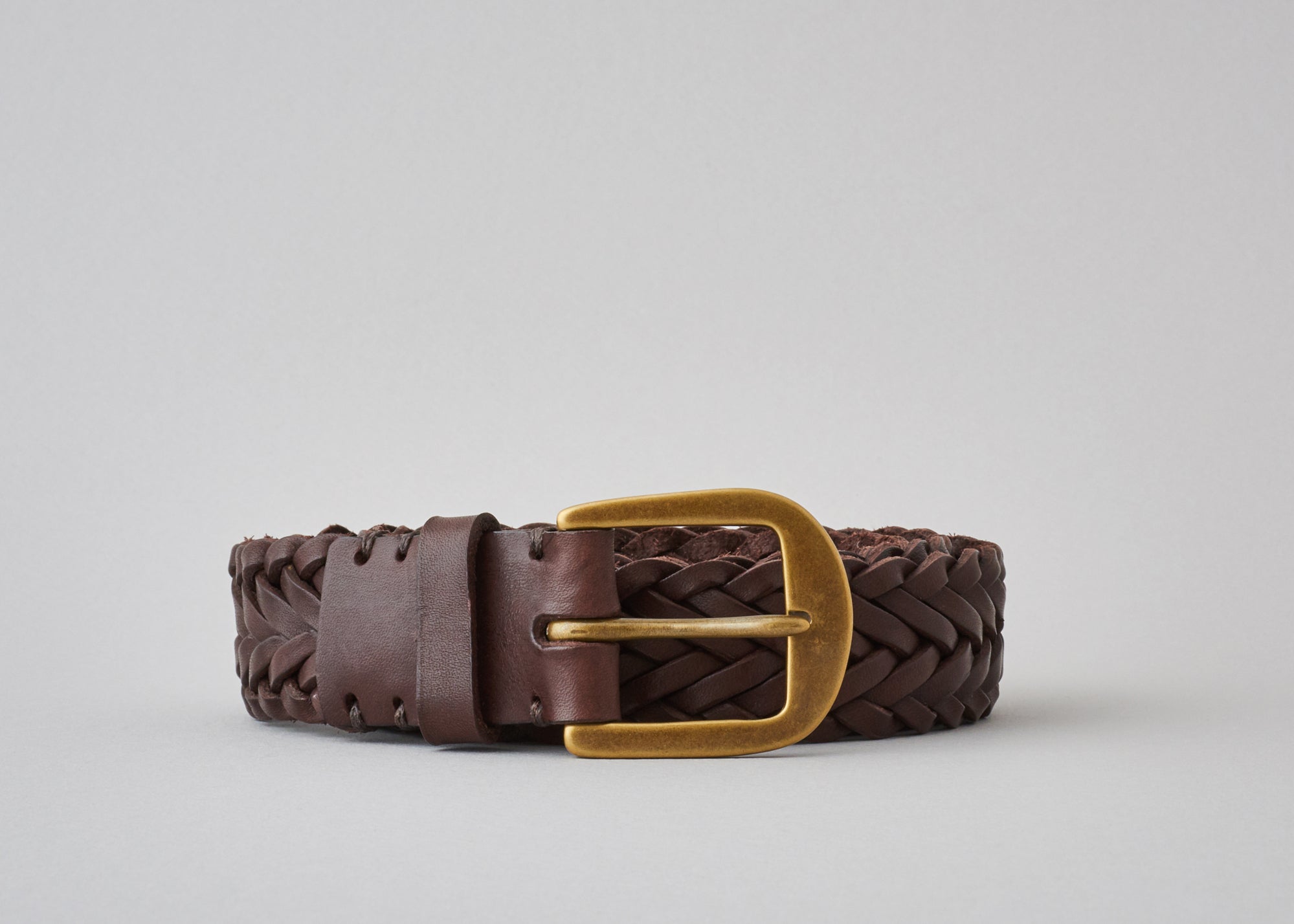 Braided Belt - Walnut Brown / Brass