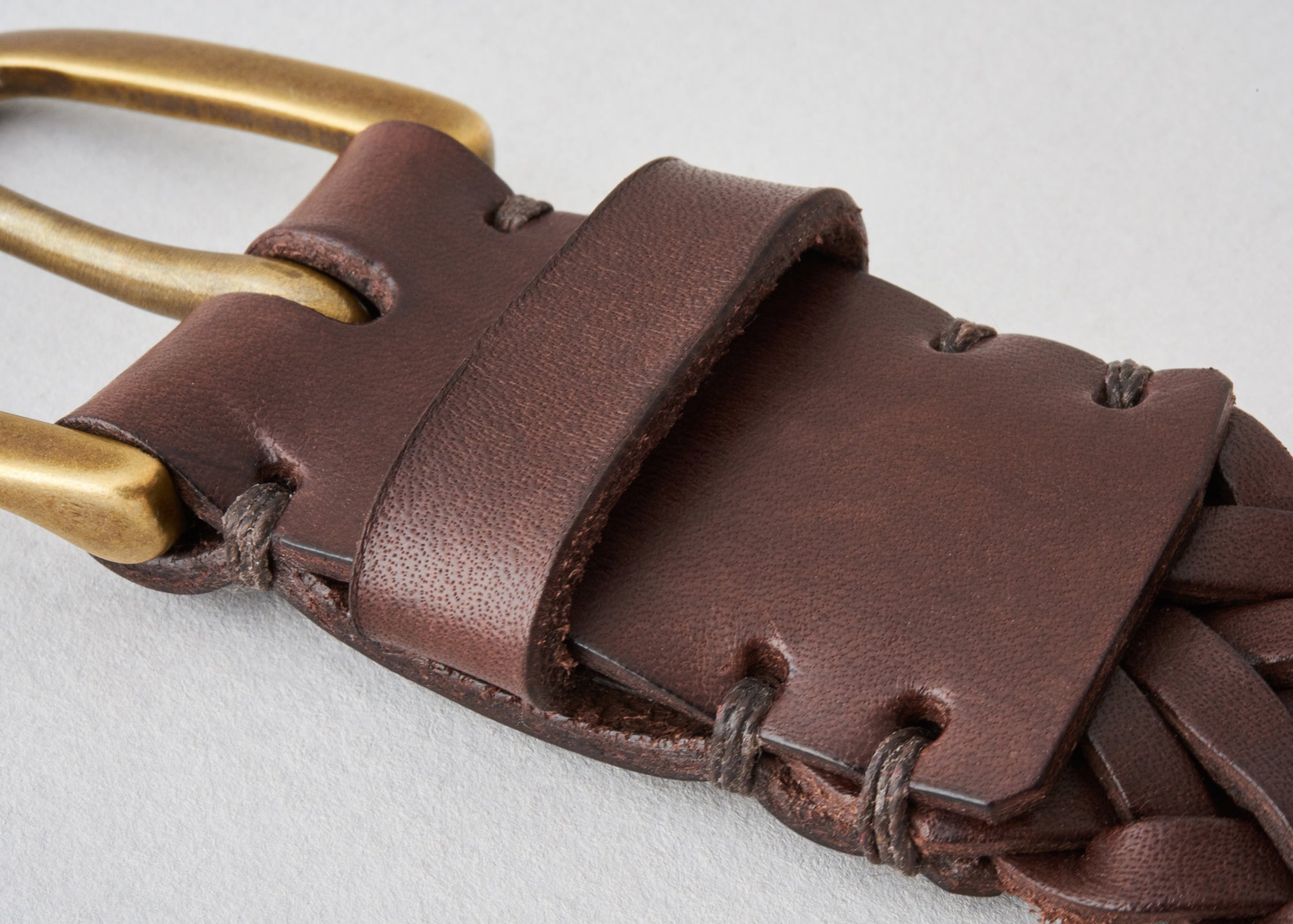 Braided Belt - Walnut Brown / Brass