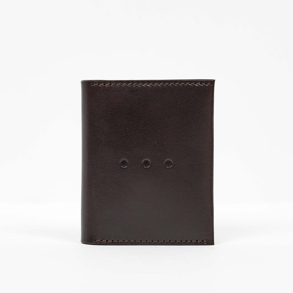 Folding Card Case with Gusset - Walnut Brown