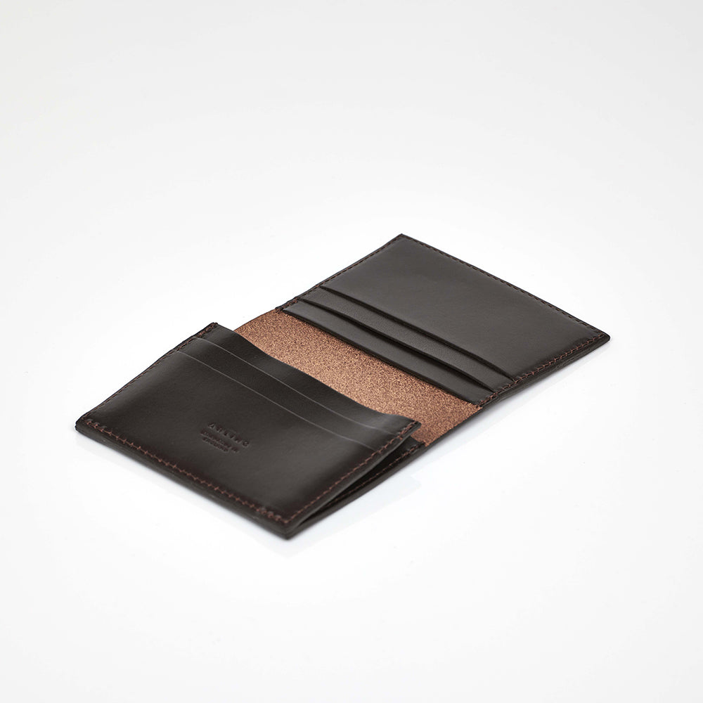 Folding Card Case with Gusset - Walnut Brown