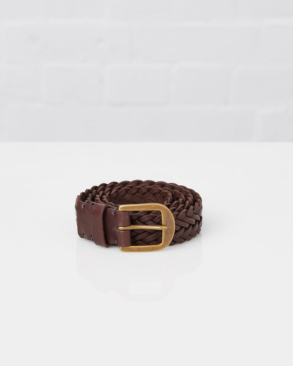 Braided Belt - Walnut Brown / Brass