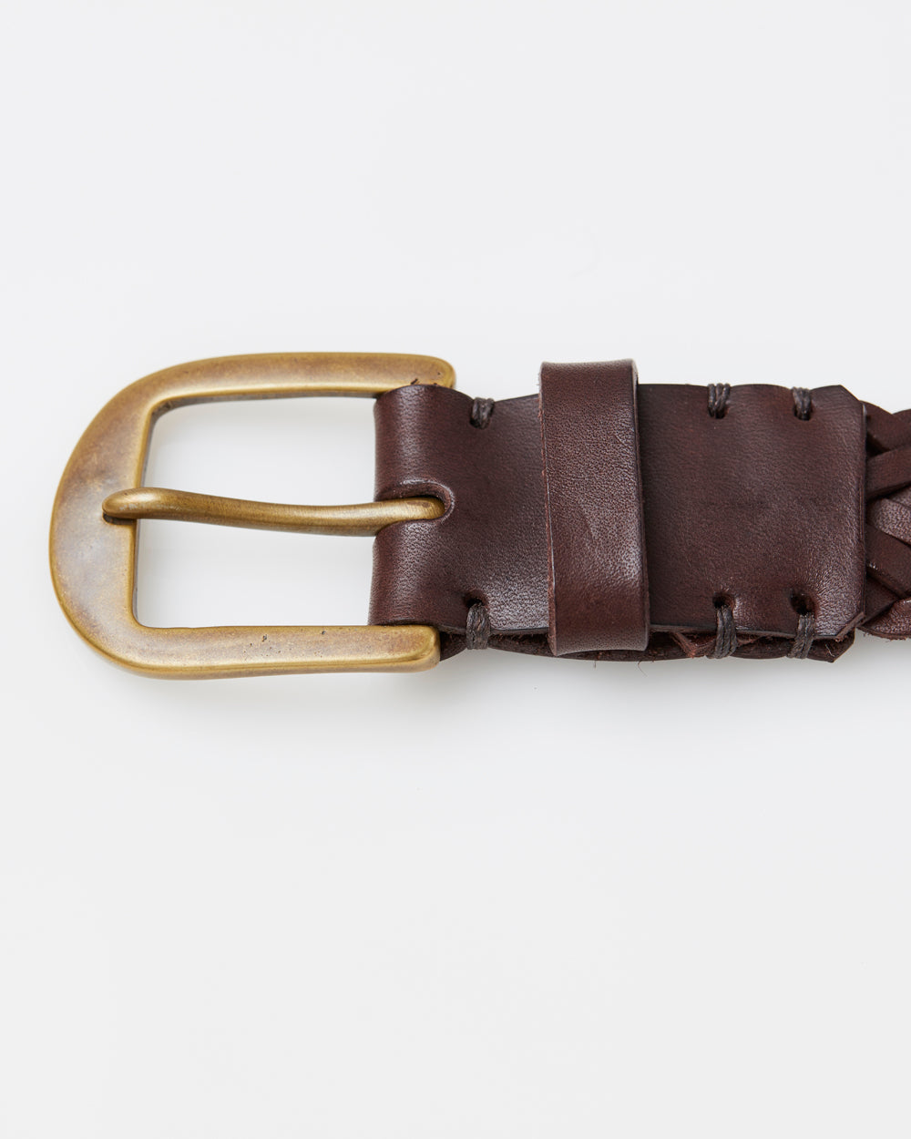 Braided Belt - Walnut Brown / Brass